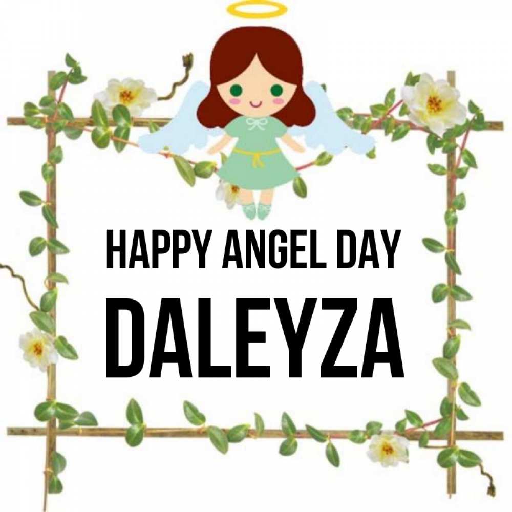 Greetings card с именем, Daleyza happy angel day Ангел с нимбом Greetings with text for free download 