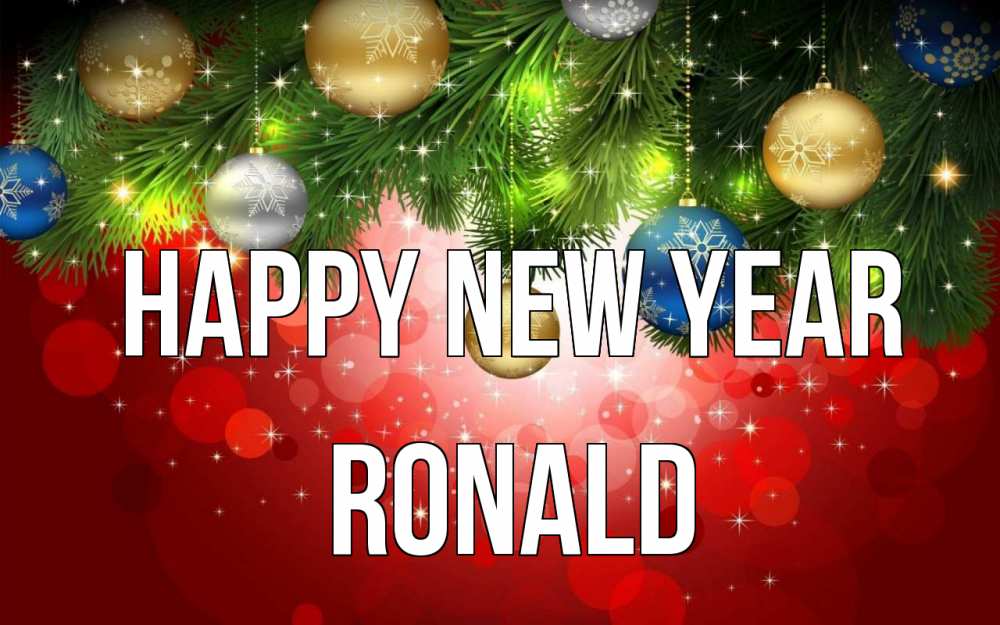 Greetings card с именем, Ronald Happy New Year новый год Greetings with text for free download 