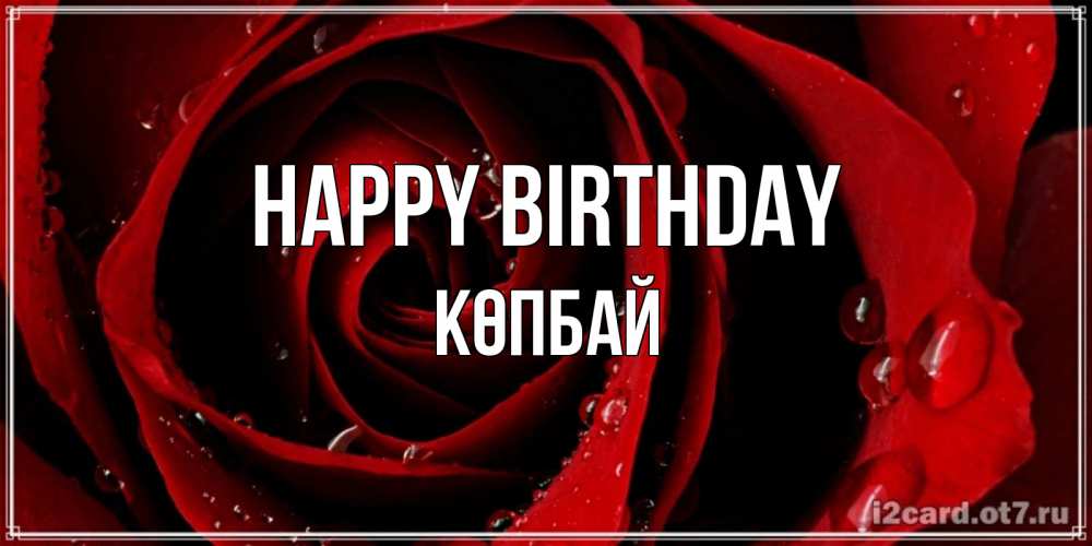 Greetings card с именем, Көпбай Happy Birthday крупная бордовая роза Greetings with text for free download 
