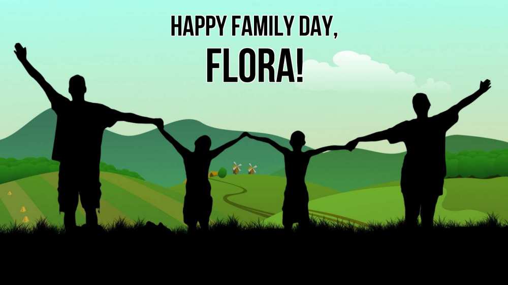 Greetings card с именем, Flora happy family day с днем семьи Greetings with text for free download 
