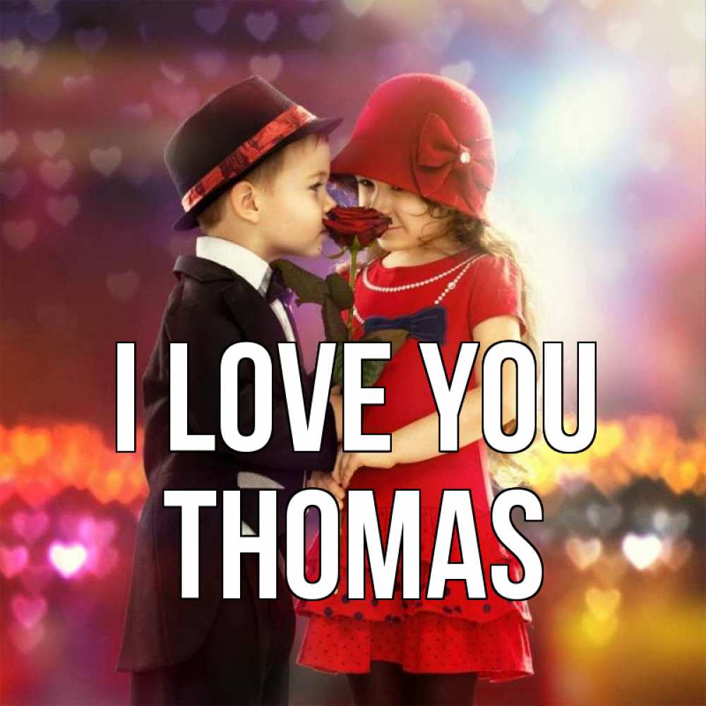 Greetings card с именем, Thomas I love you черное и красное и роза Greetings with text for free download 