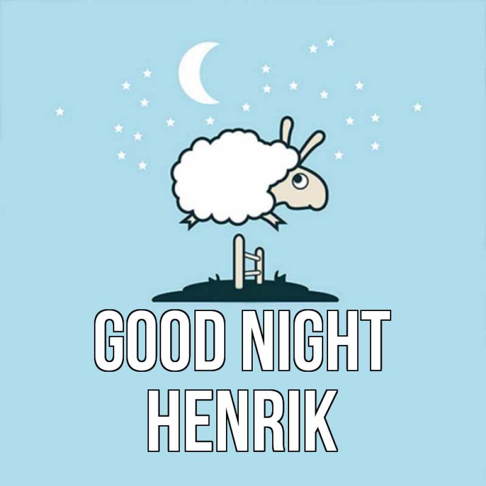 Greetings card с именем, Henrik Good night с животными сладких сноведений Greetings with text for free download 