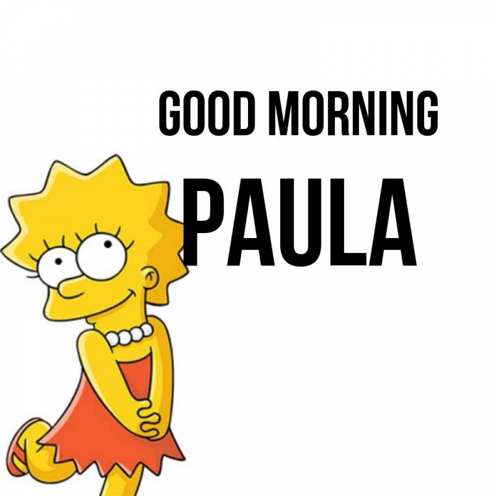 Greetings card с именем, Paula Good morning в платье и ожерелье Greetings with text for free download 