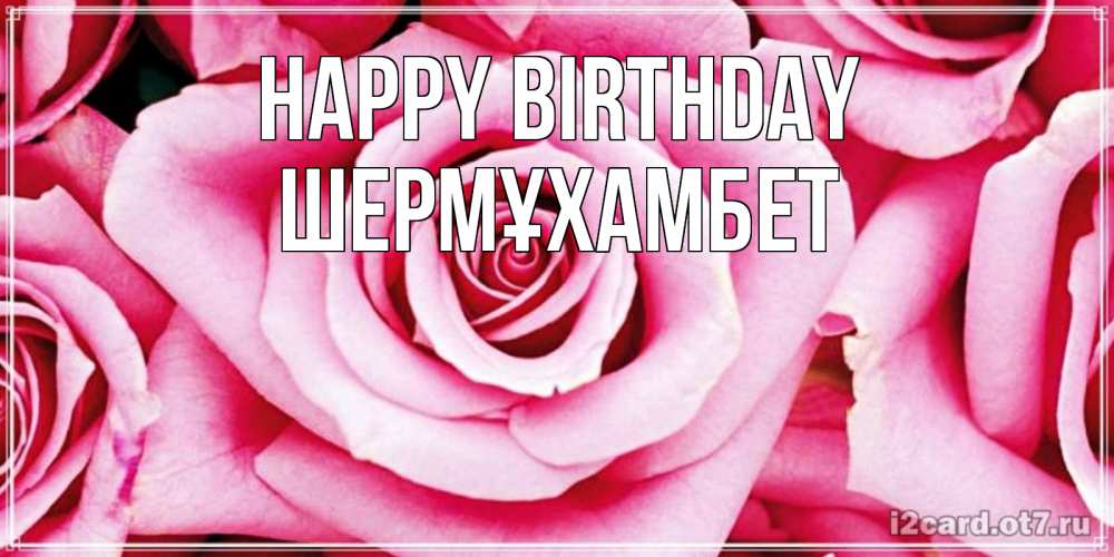 Greetings card с именем, ШЕРМҰХАМБЕТ Happy Birthday открытка с розовой розой на день рождения Greetings with text for free download 