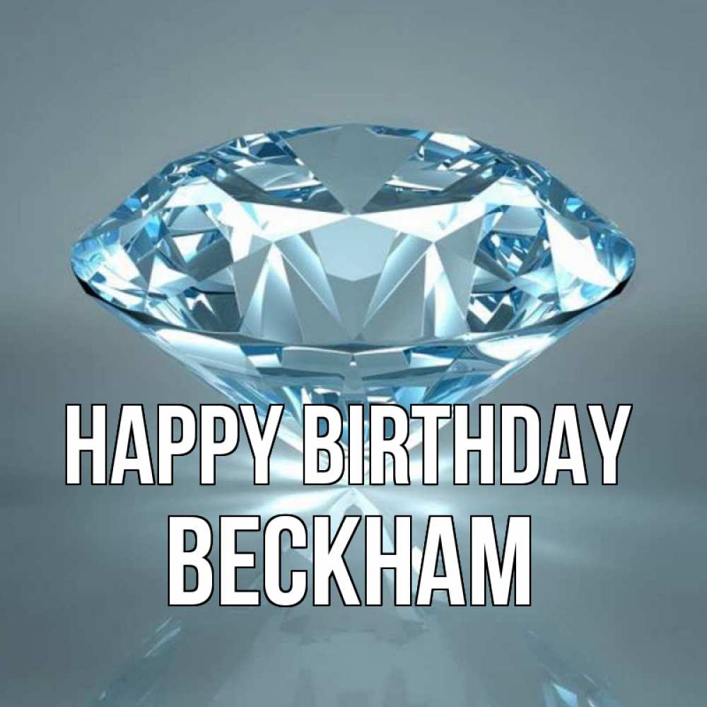 Greetings card с именем, Beckham Happy Birthday с бриллиантом голубого цвета Greetings with text for free download 