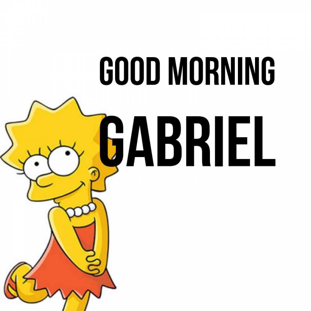 Greetings card с именем, Gabriel Good morning в платье и ожерелье Greetings with text for free download 