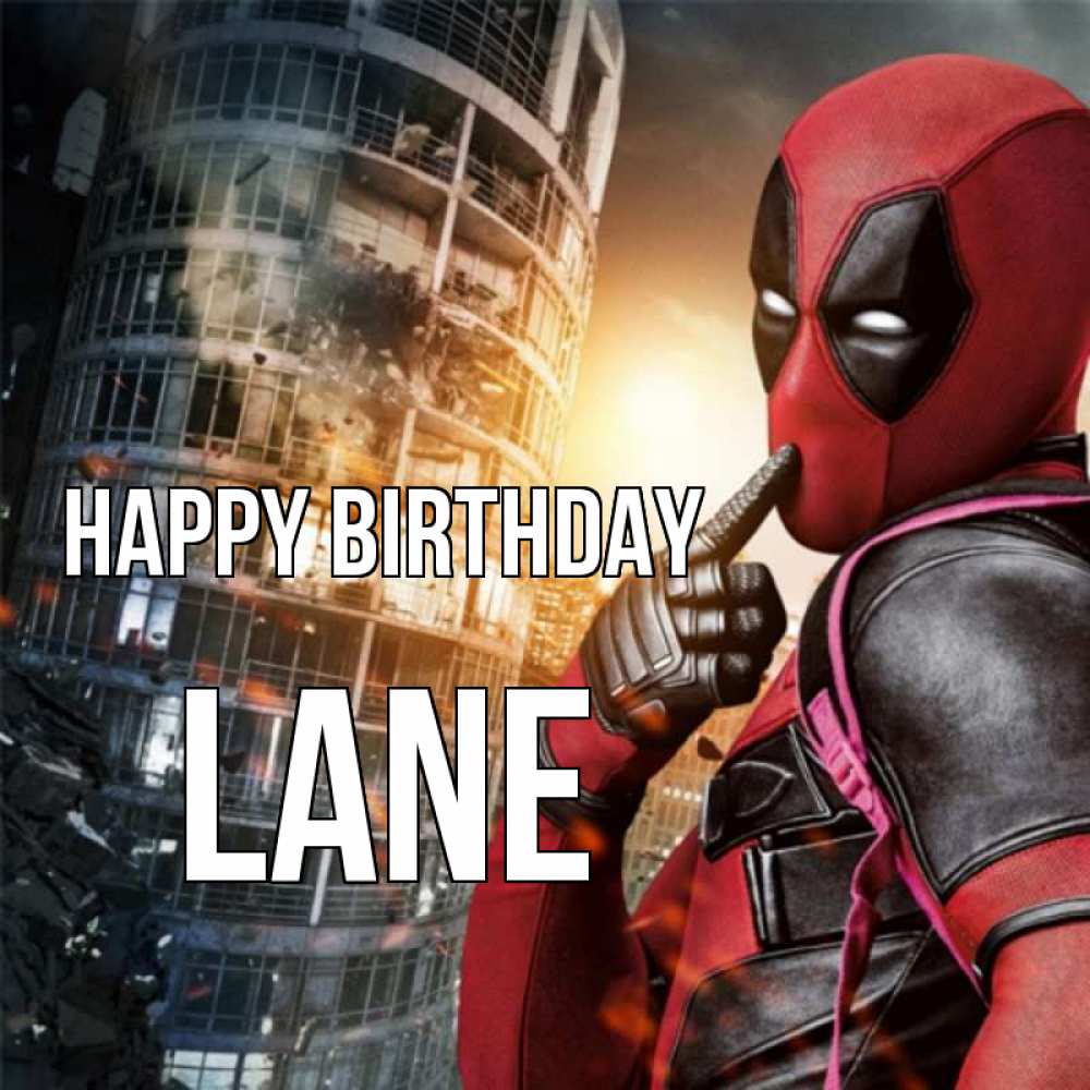 Greetings card с именем, Lane Happy Birthday с супергероями Greetings with text for free download 