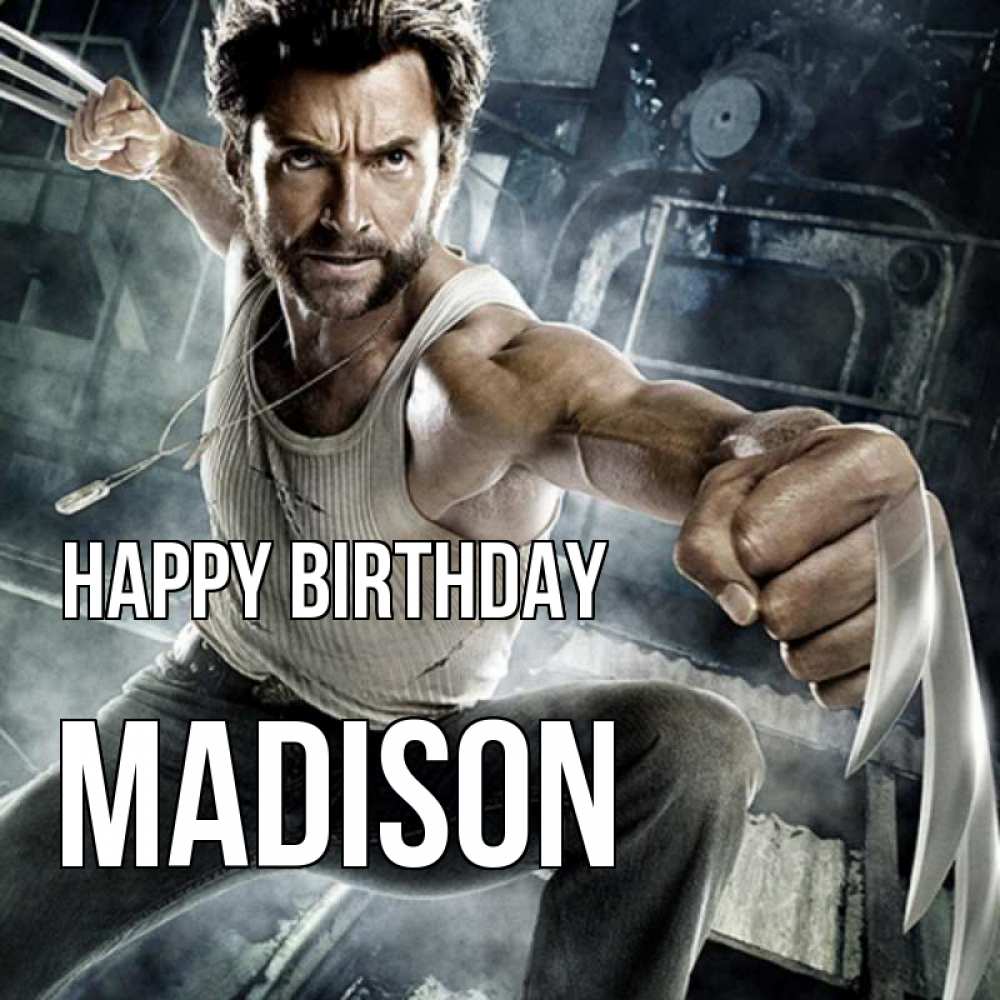 Greetings card с именем, Madison Happy Birthday супергерой в ярости Greetings with text for free download 