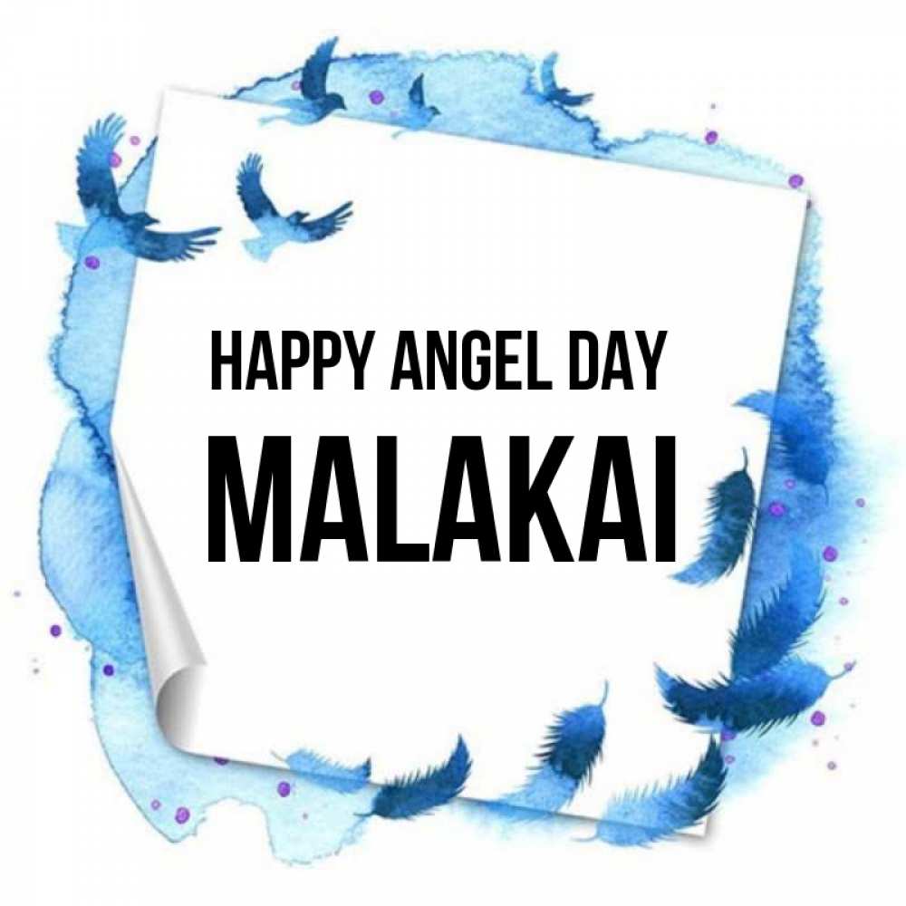 Greetings card с именем, Malakai happy angel day красивые птицы летят Greetings with text for free download 