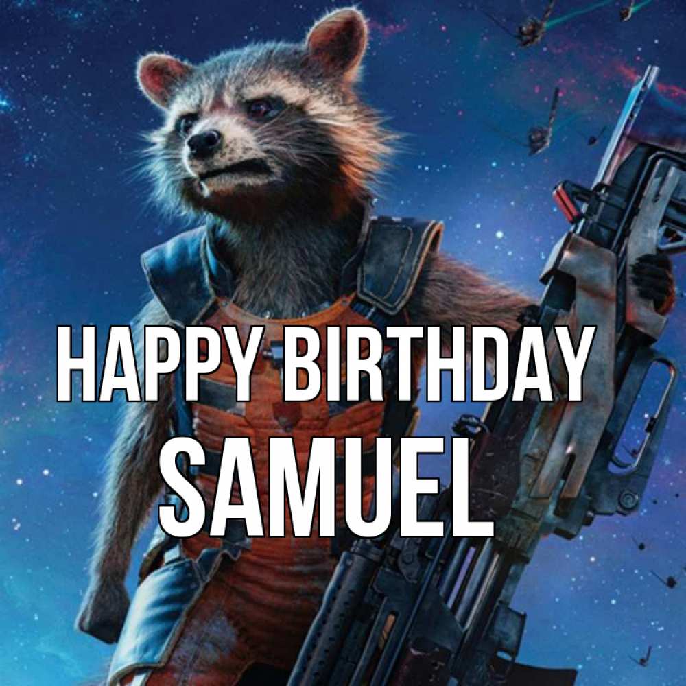 Greetings card с именем, Samuel Happy Birthday реактивный Рокета Greetings with text for free download 
