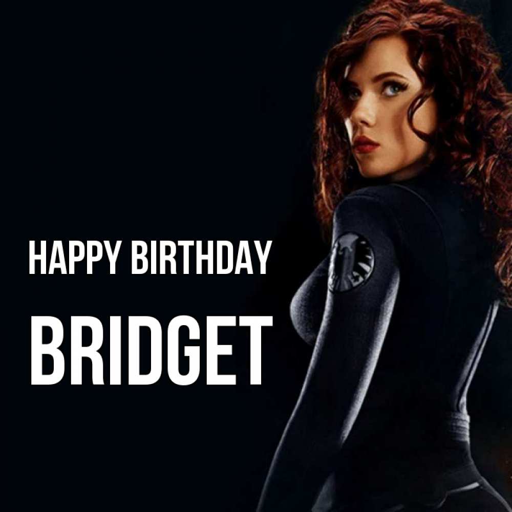 Greetings card с именем, Bridget Happy Birthday Марвел черная вдова Greetings with text for free download 