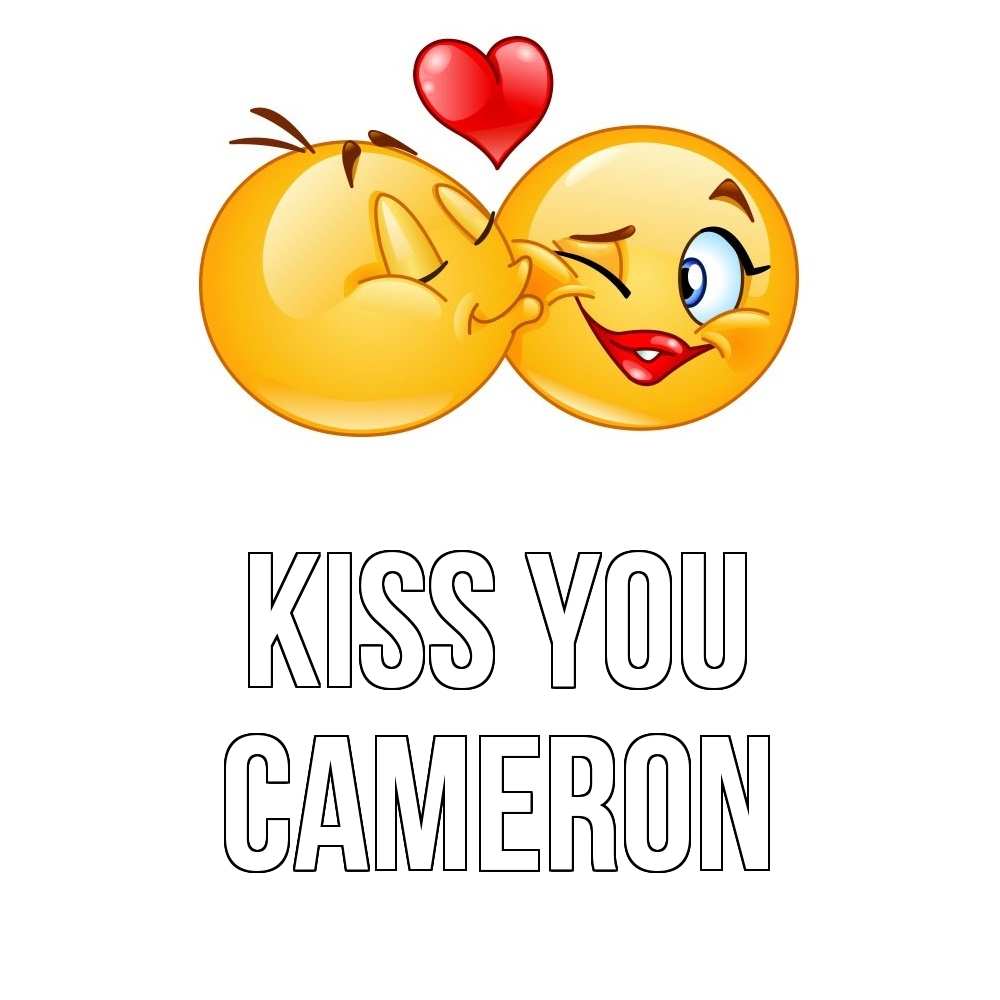 Greetings card с именем, Cameron Kiss you губы и белые зубы Greetings with text for free download 