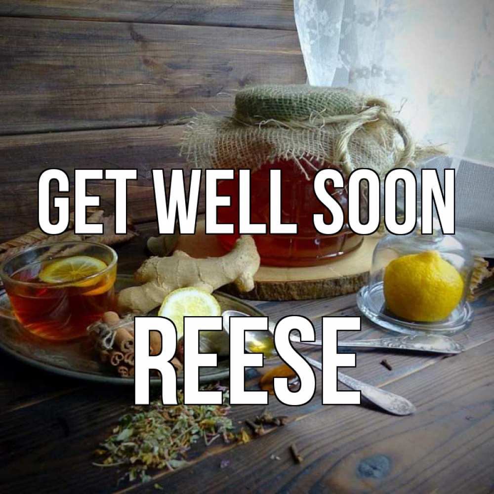Greetings card с именем, Reese Get well soon банка с медом Greetings with text for free download 