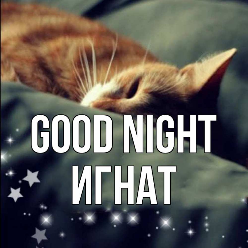 Greetings card с именем, Игнат Good night кроватка Greetings with text for free download 