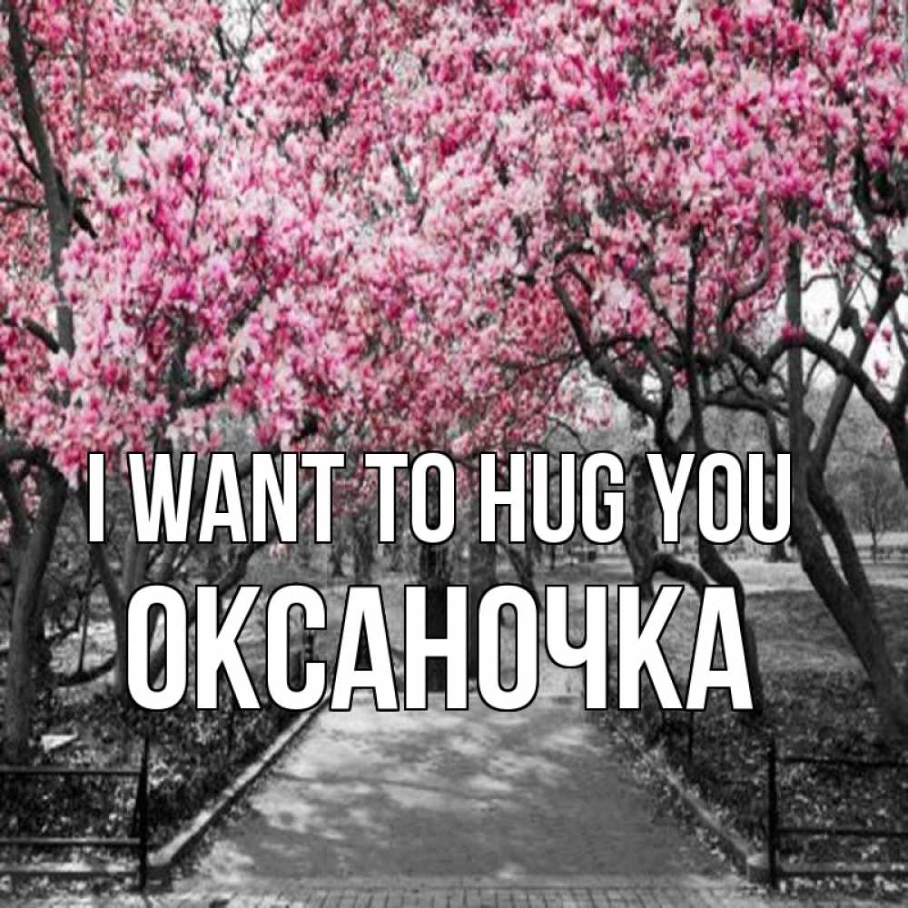 Greetings card с именем, Оксаночка I want to hug you обработанное фото Greetings with text for free download 