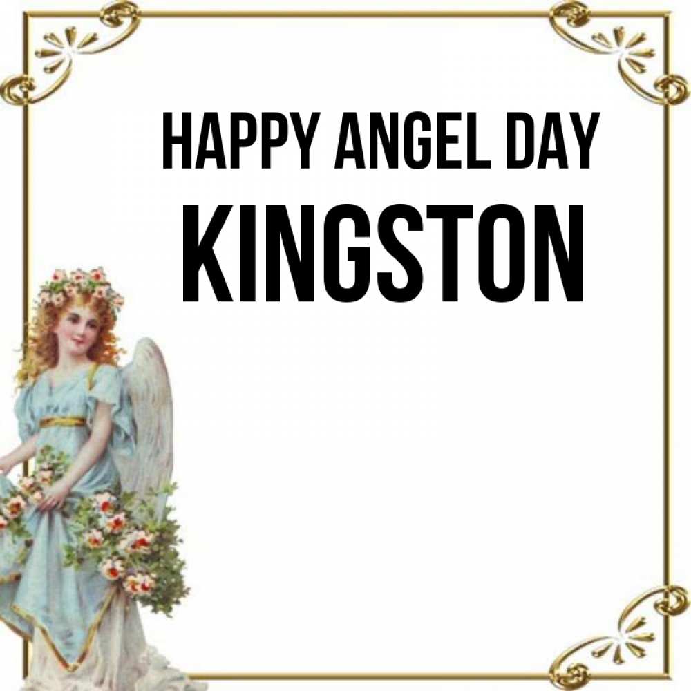 Greetings card с именем, Kingston happy angel day с именинами от девушки ангела Greetings with text for free download 