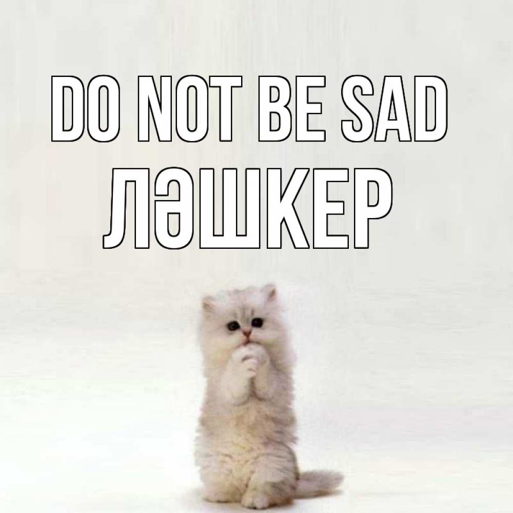 Greetings card с именем, ЛӘШКЕР Do not be sad грустный кот Greetings with text for free download 