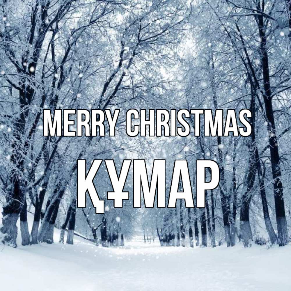 Greetings card с именем, ҚҰМАР Merry Christmas снег, лес, парк Greetings with text for free download 