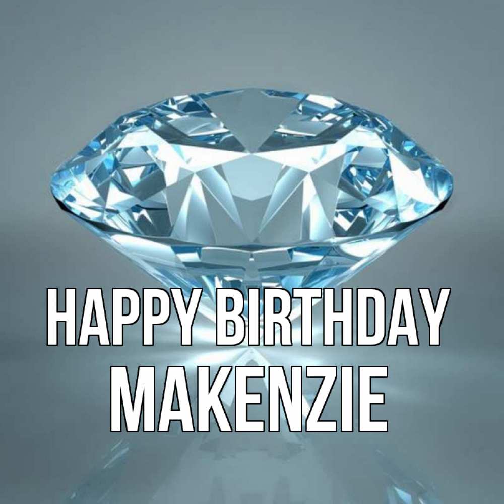 Greetings card с именем, Makenzie Happy Birthday с бриллиантом голубого цвета Greetings with text for free download 