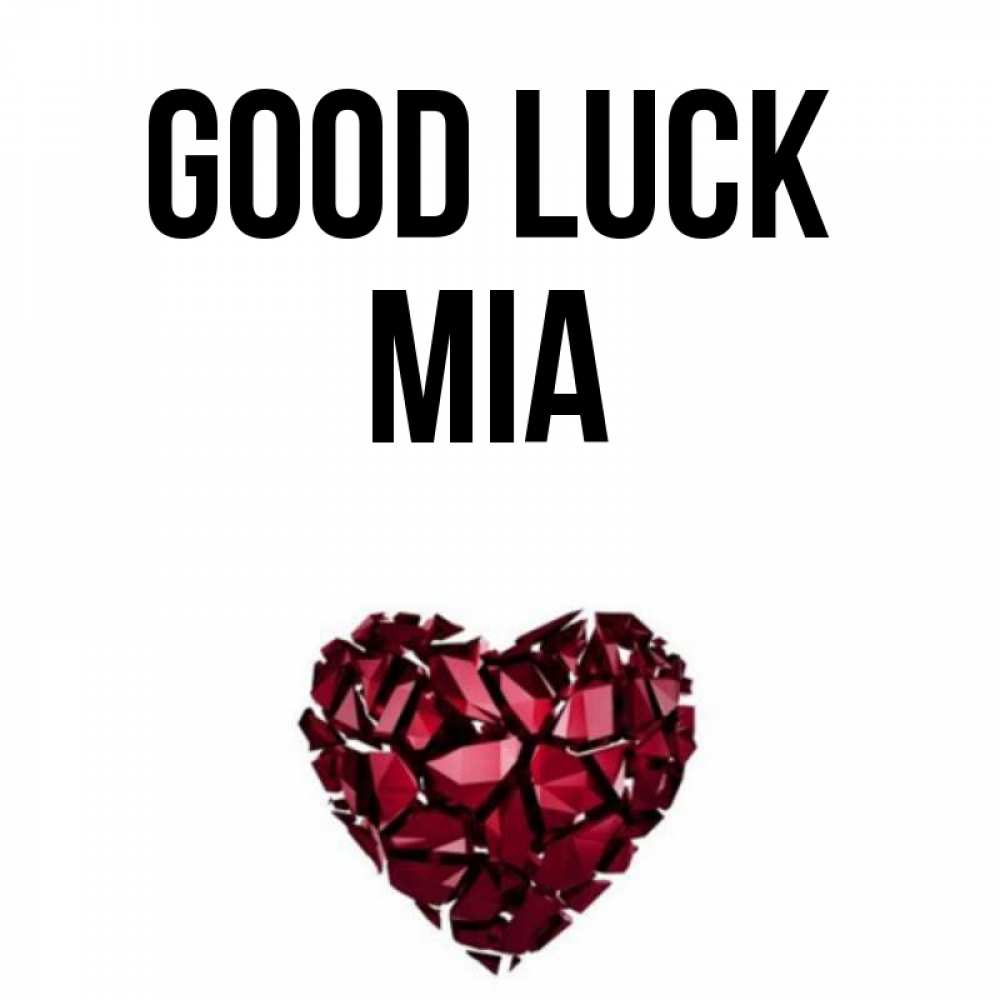 Greetings card с именем, Mia Good luck бордовое из кристаллов  1 Greetings with text for free download 