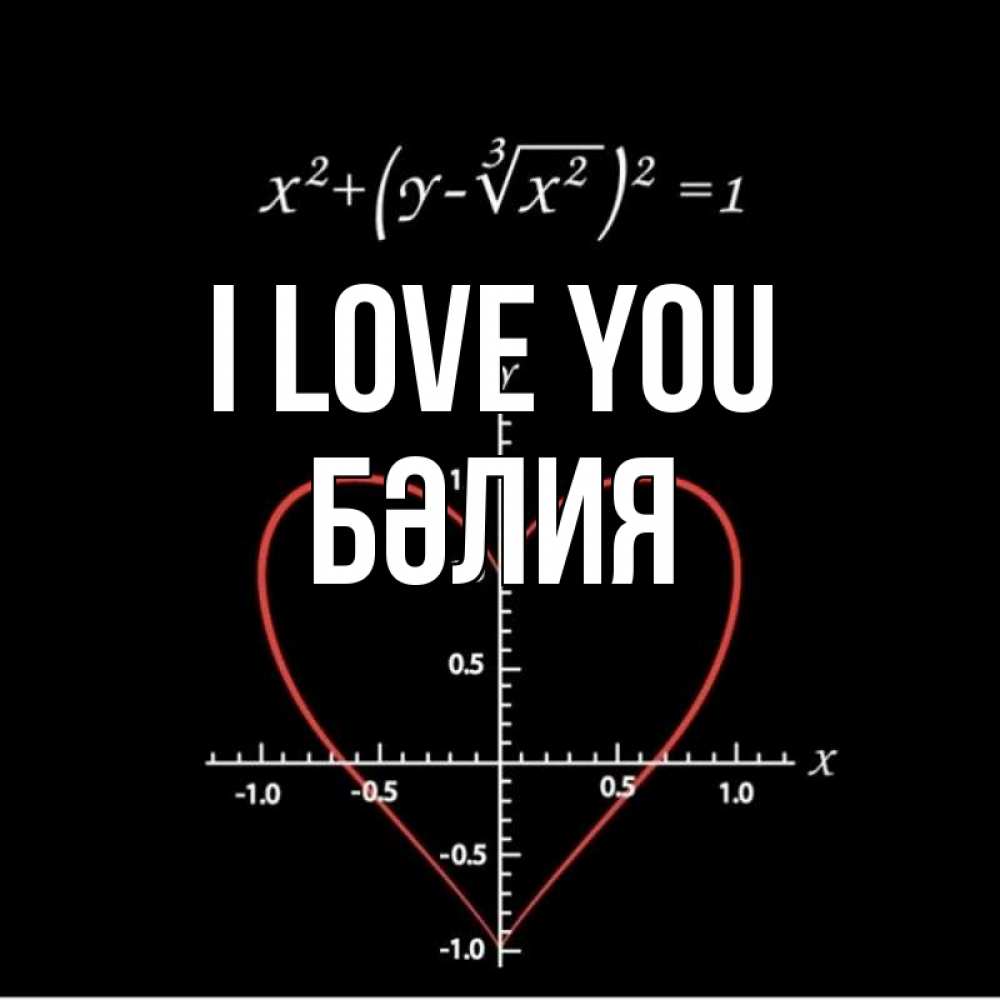 Greetings card с именем, БӘЛИЯ I love you сердечная формула Greetings with text for free download 