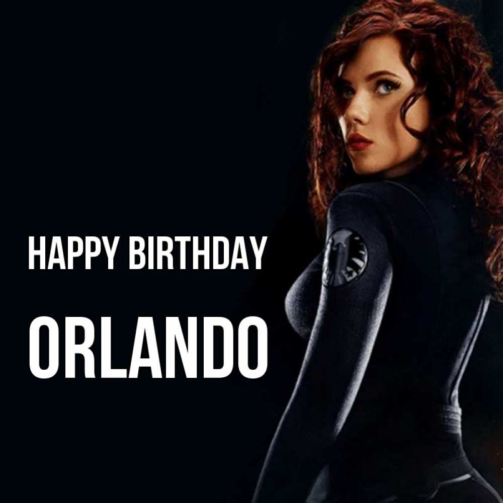 Greetings card с именем, Orlando Happy Birthday Марвел черная вдова Greetings with text for free download 