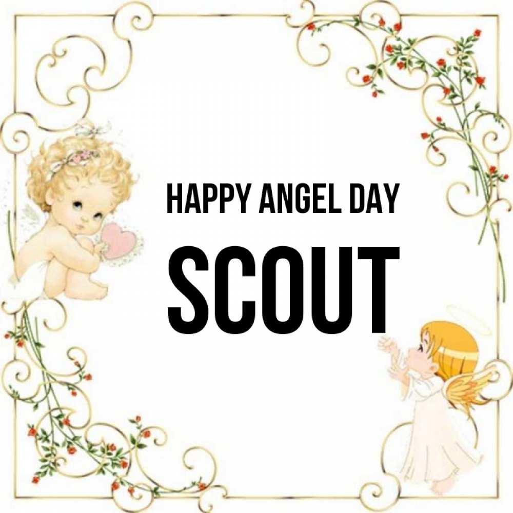 Greetings card с именем, Scout happy angel day ангелы желают прекрасных именин Greetings with text for free download 