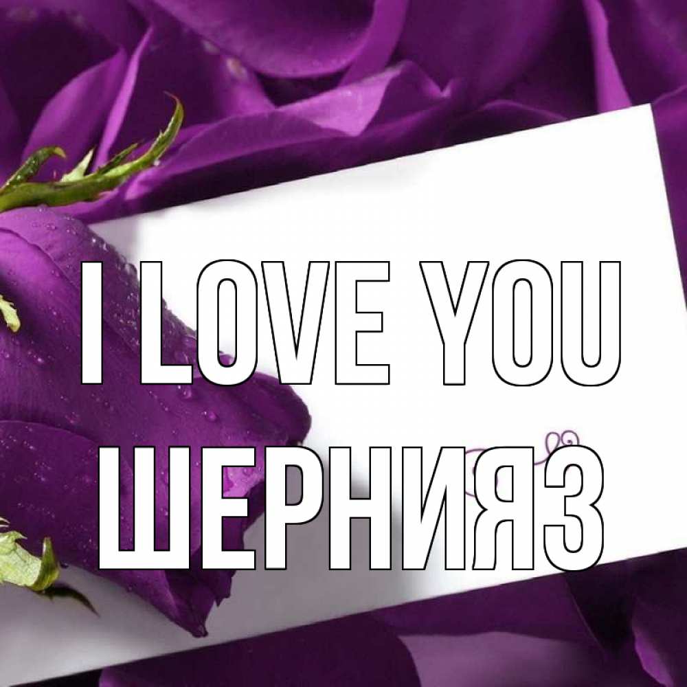 Greetings card с именем, ШЕРНИЯЗ I love you роза Greetings with text for free download 