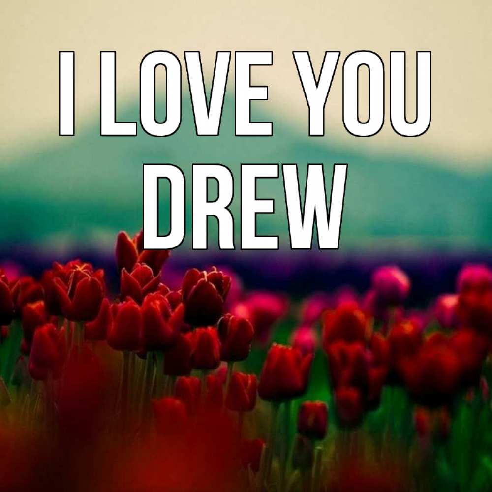 Greetings card с именем, Drew I love you тюльпаны 4 Greetings with text for free download 