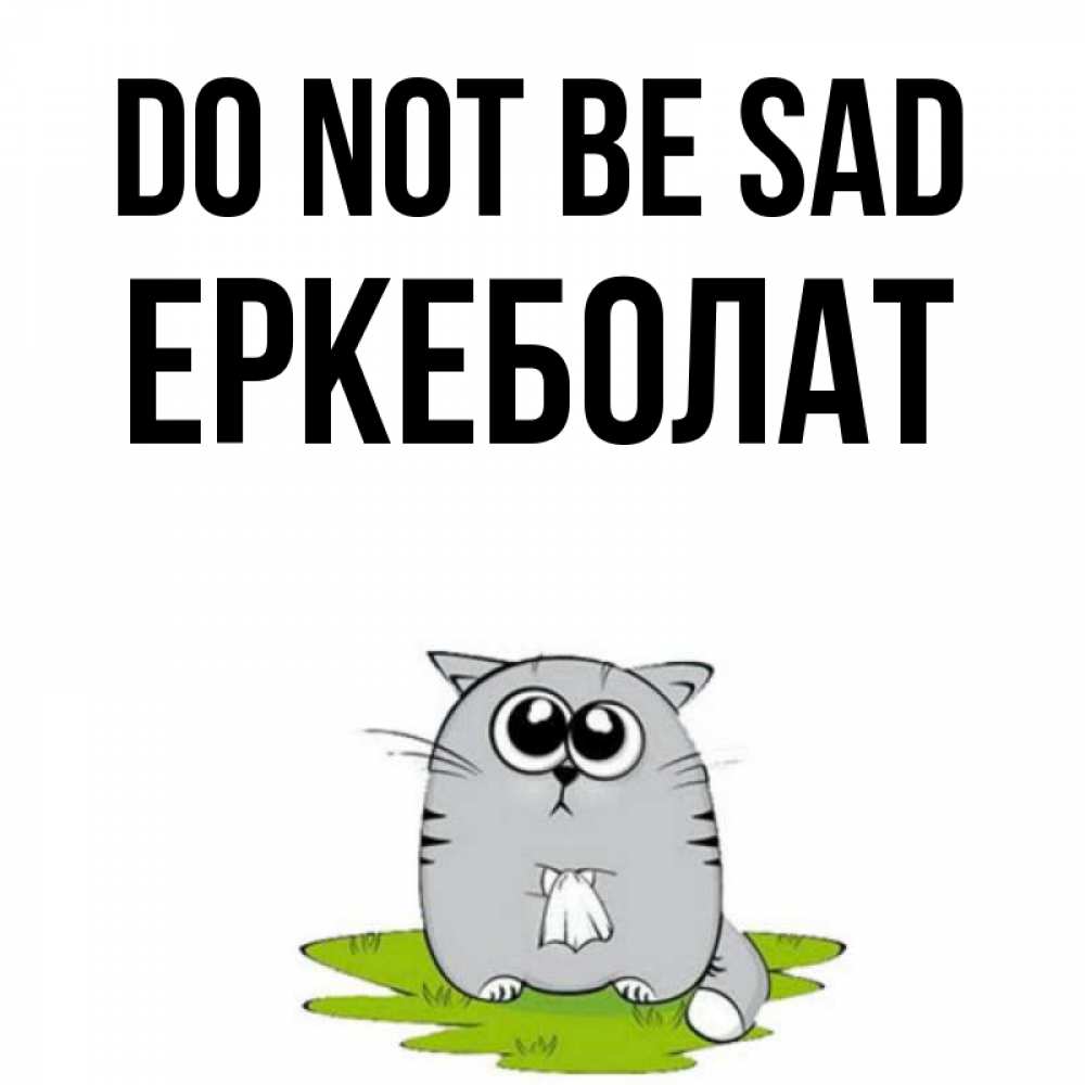 Greetings card с именем, Еркеболат Do not be sad грустный котяра Greetings with text for free download 