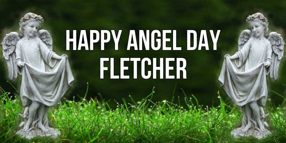 Greetings card с именем, Fletcher happy angel day небо, ангел, девушка Greetings with text for free download 