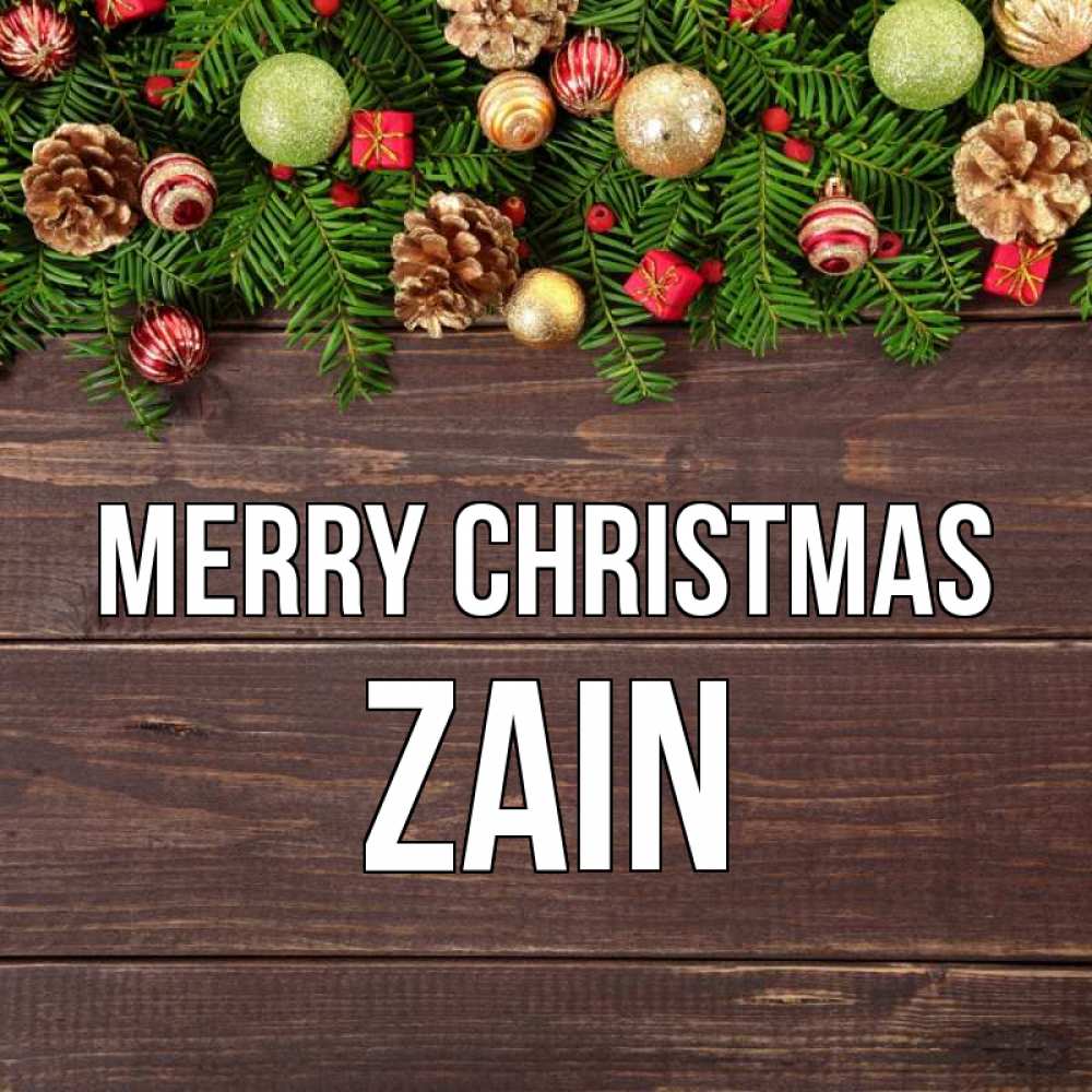 Greetings card с именем, Zain Merry Christmas с рождеством Greetings with text for free download 