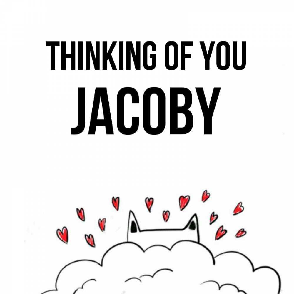 Greetings card с именем, Jacoby Thinking of you кот за облаком Greetings with text for free download 
