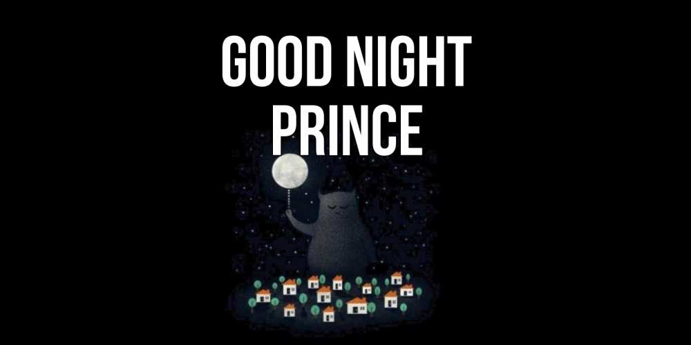 Greetings card с именем, Prince Good night кот,луна, ночь, звезды Greetings with text for free download 