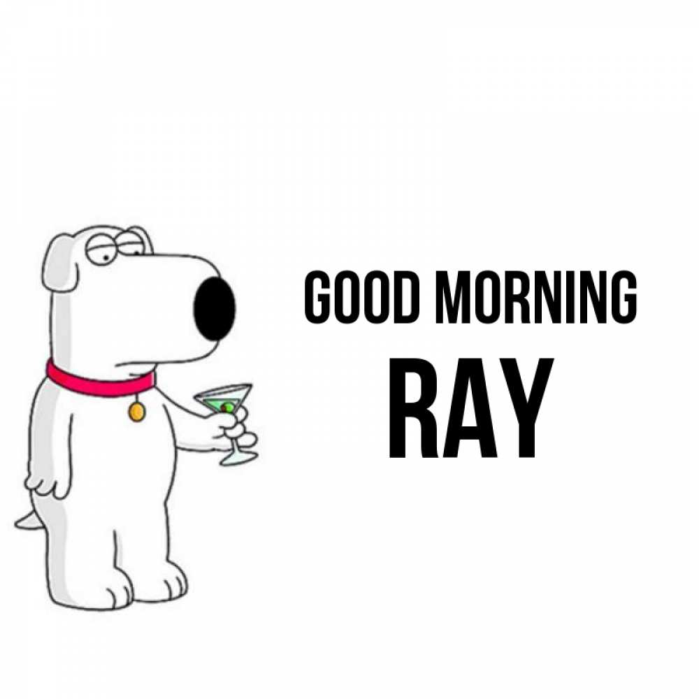 Greetings card с именем, Ray Good morning герои мультфильмов белый пес Greetings with text for free download 