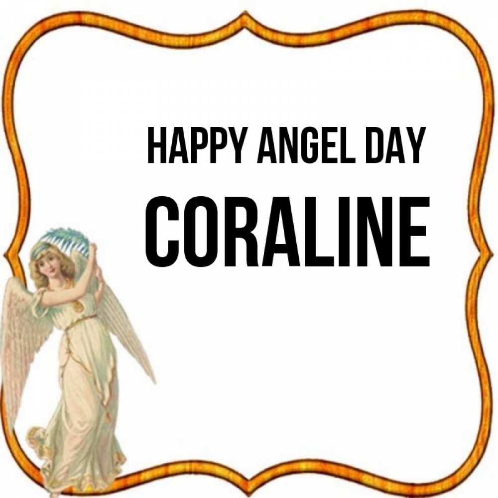 Greetings card с именем, Coraline happy angel day рамочка простая Greetings with text for free download 