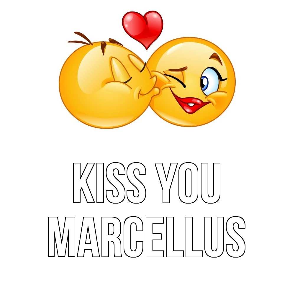 Greetings card с именем, Marcellus Kiss you губы и белые зубы Greetings with text for free download 