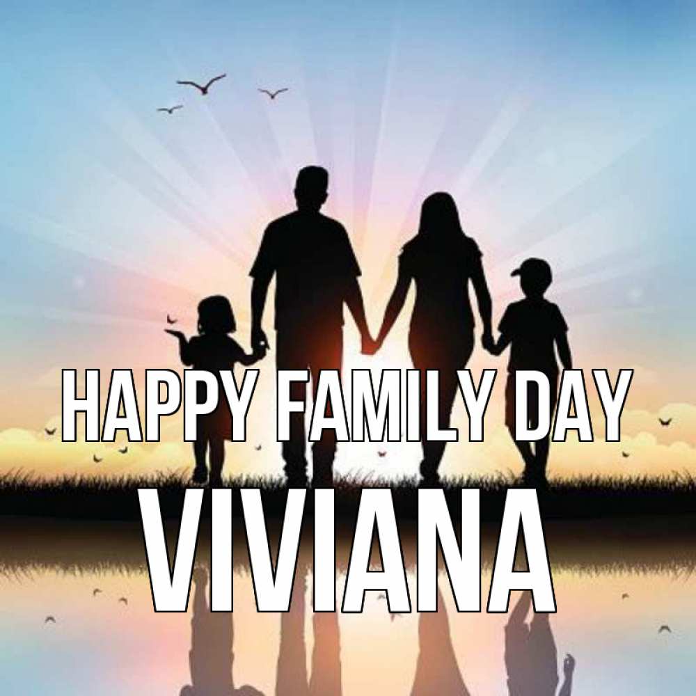 Greetings card с именем, Viviana happy family day сын, дочка, мама, папа, море , закат Greetings with text for free download 