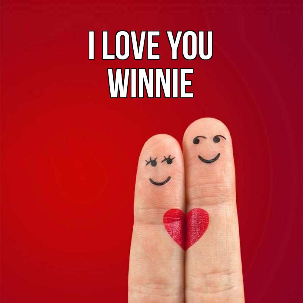 Greetings card с именем, Winnie I love you одно целое Greetings with text for free download 