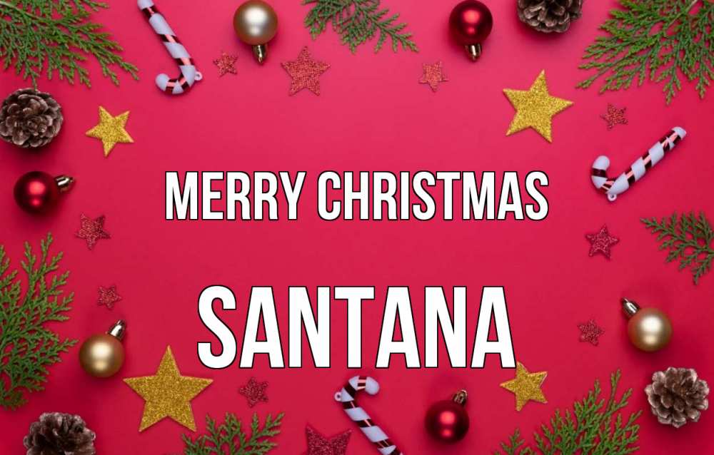 Greetings card с именем, Santana Merry Christmas с рождеством Greetings with text for free download 