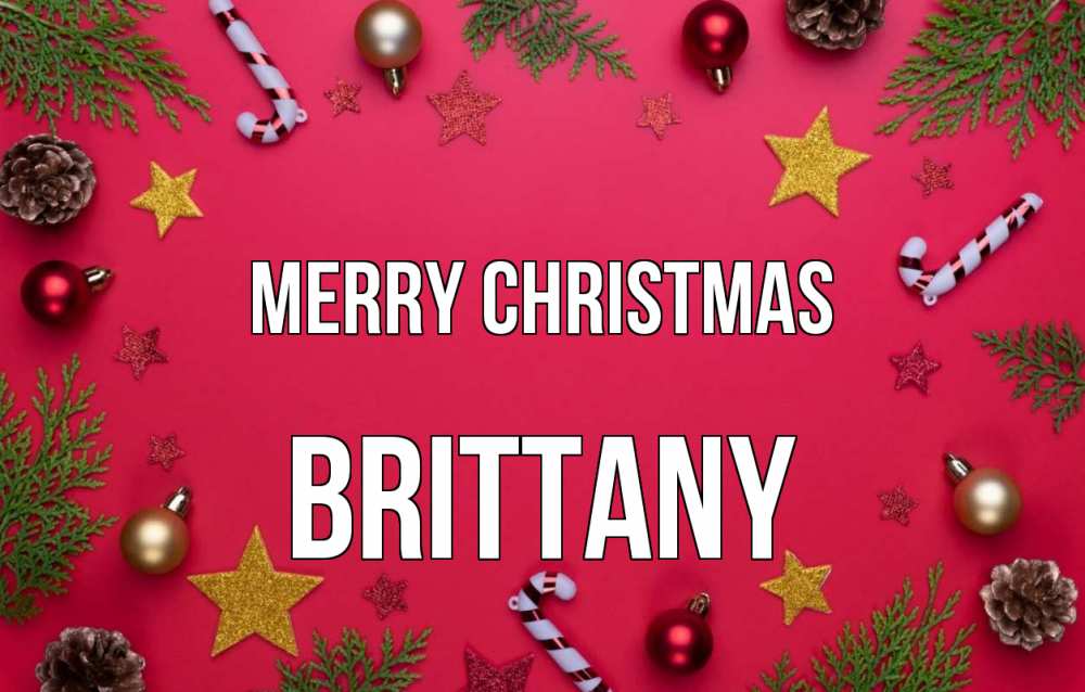 Greetings card с именем, Brittany Merry Christmas с рождеством Greetings with text for free download 