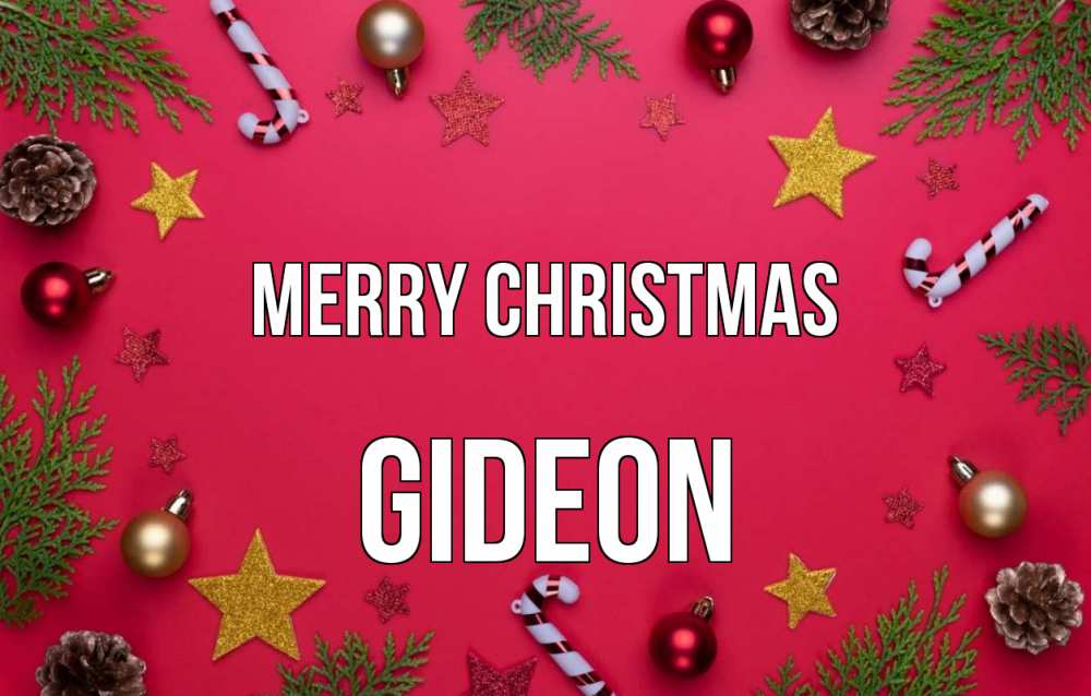 Greetings card с именем, Gideon Merry Christmas с рождеством Greetings with text for free download 