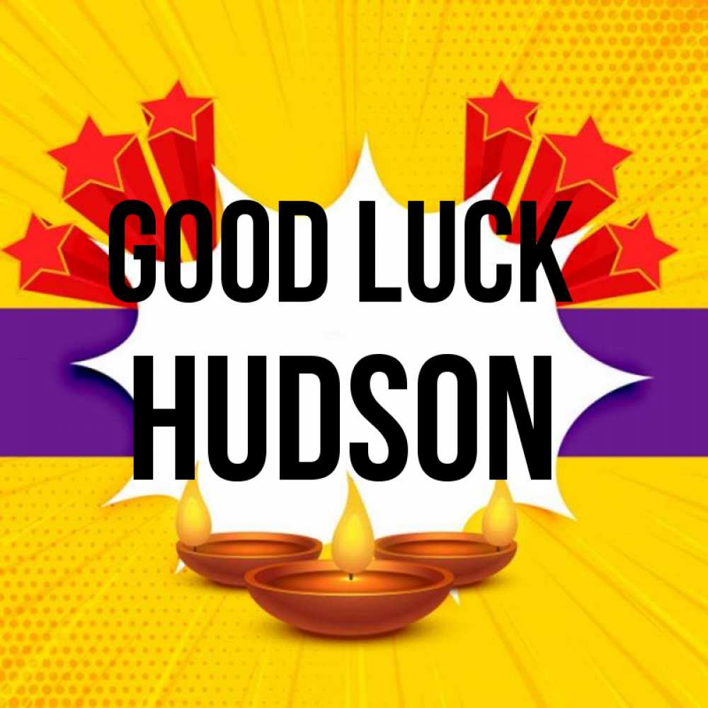 Greetings card с именем, Hudson Good luck векторное изображение Greetings with text for free download 