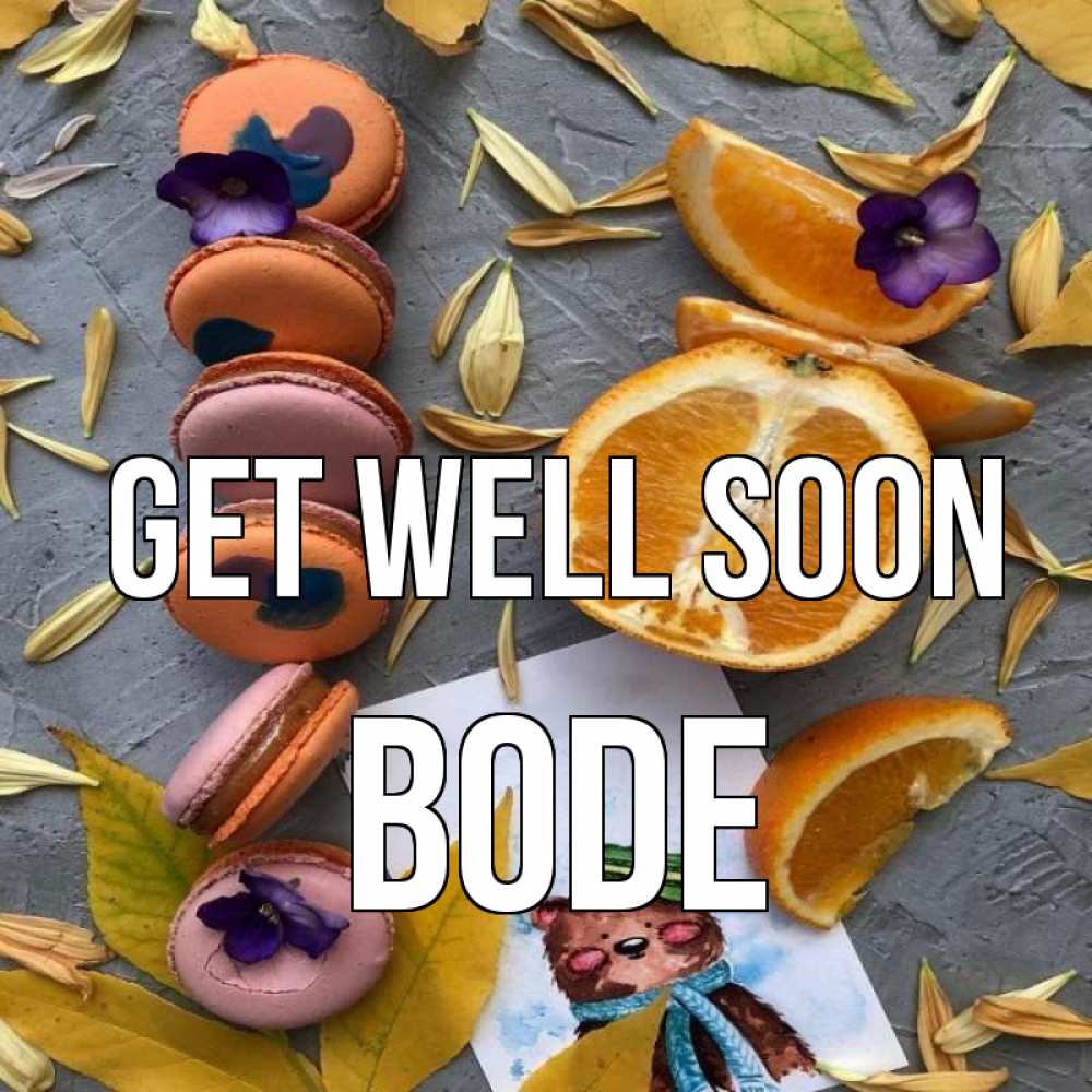 Greetings card с именем, Bode Get well soon не болейте Greetings with text for free download 