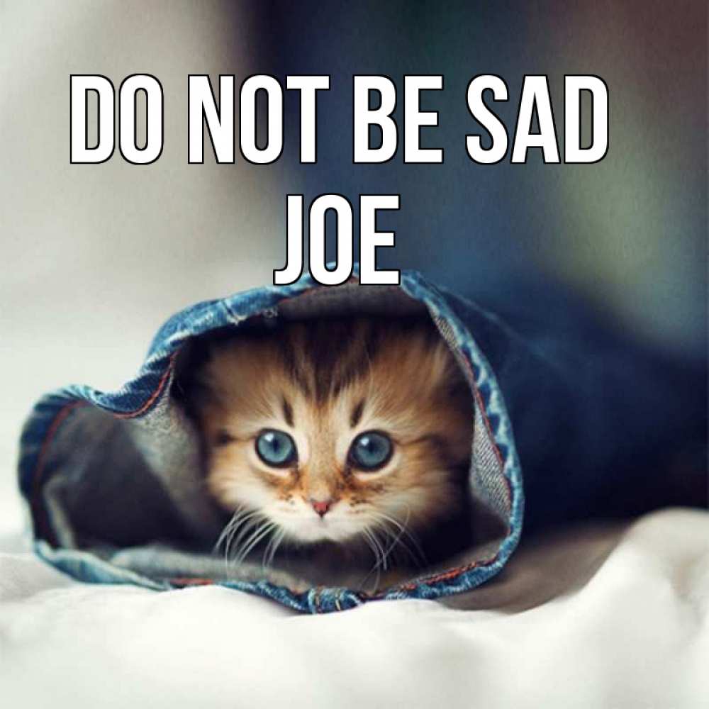 Greetings card с именем, Joe Do not be sad рыжик котик Greetings with text for free download 
