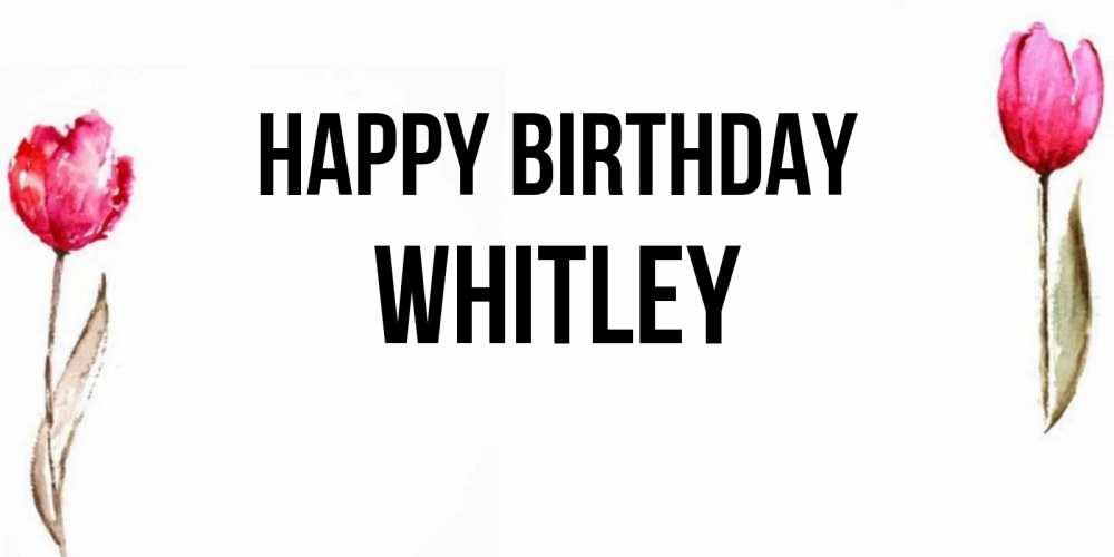 Greetings card с именем, Whitley Happy Birthday открытки акварелью с цветами Greetings with text for free download 