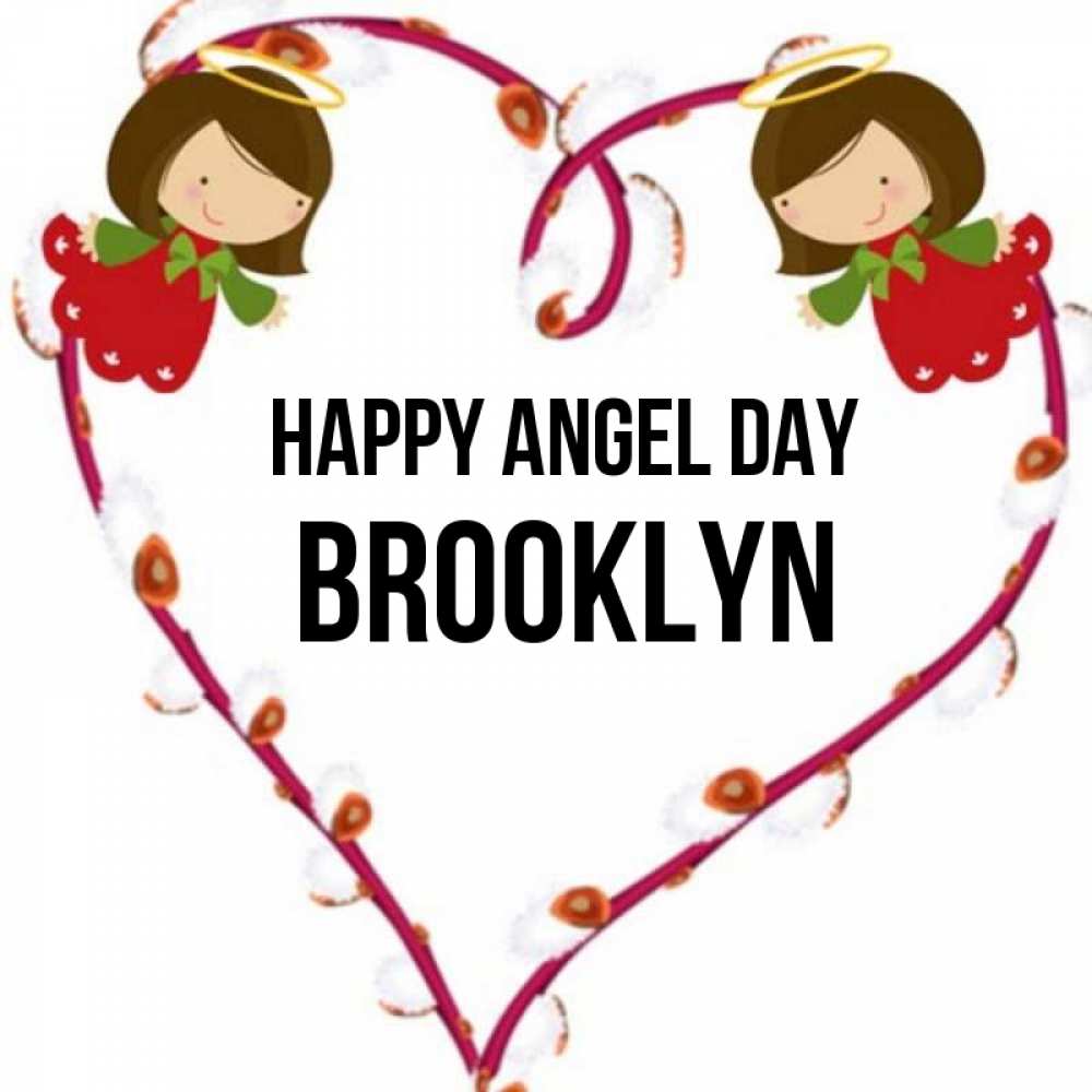 Greetings card с именем, Brooklyn happy angel day рамочка в виде сердца Greetings with text for free download 