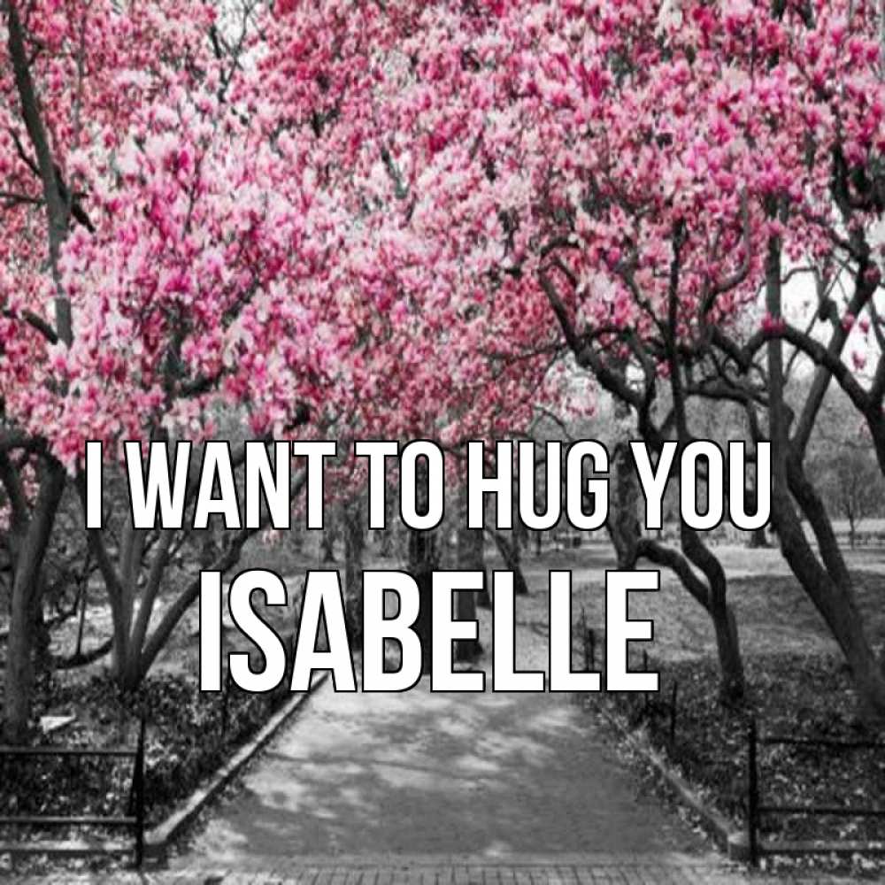 Greetings card с именем, Isabelle I want to hug you обработанное фото Greetings with text for free download 