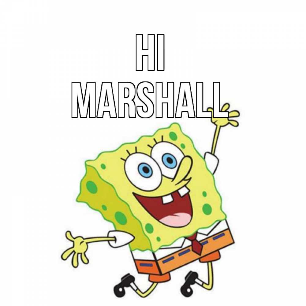 Greetings card с именем, Marshall Hi губка боб в прыжке Greetings with text for free download 