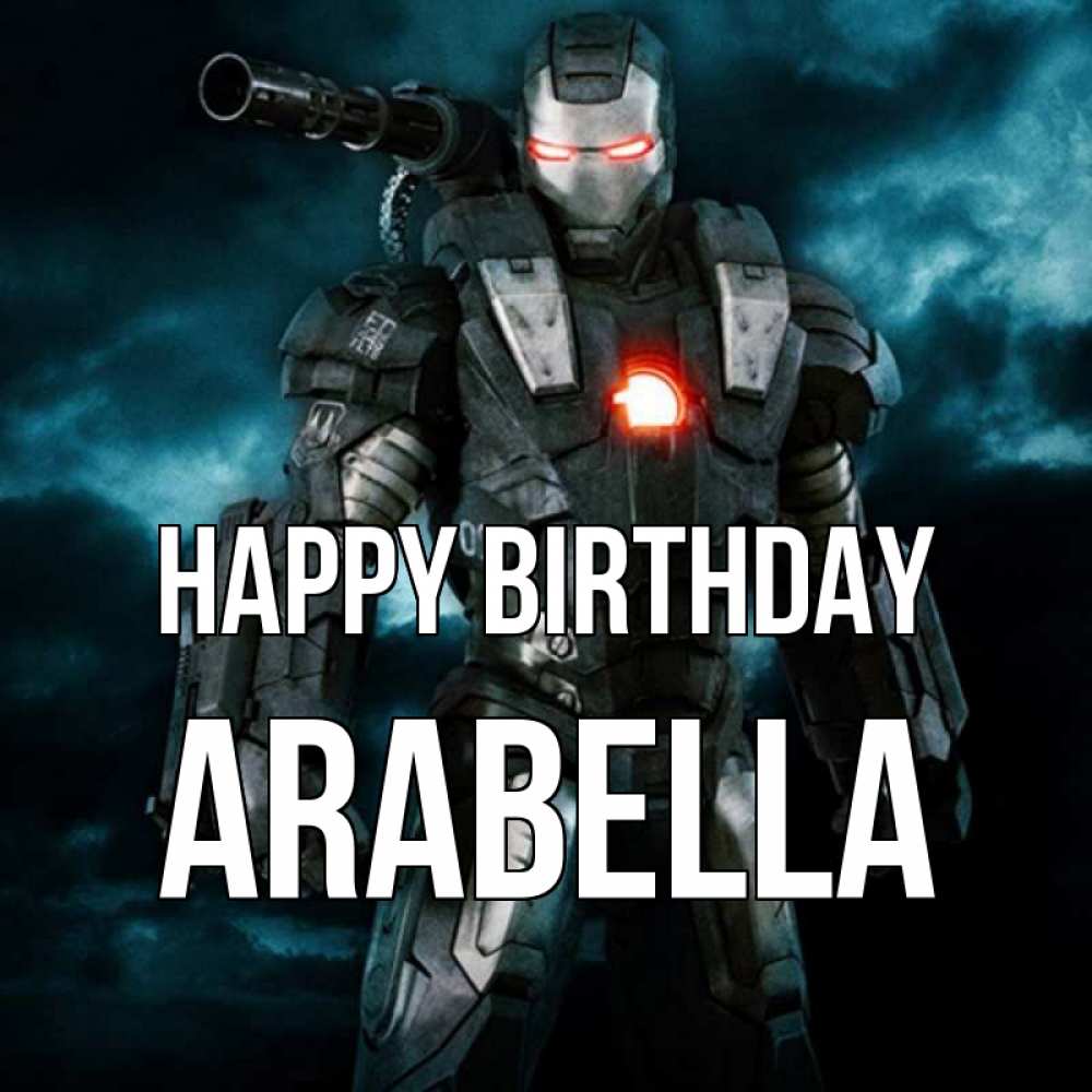 Greetings card с именем, Arabella Happy Birthday марвел супергерой в новом костюме Greetings with text for free download 